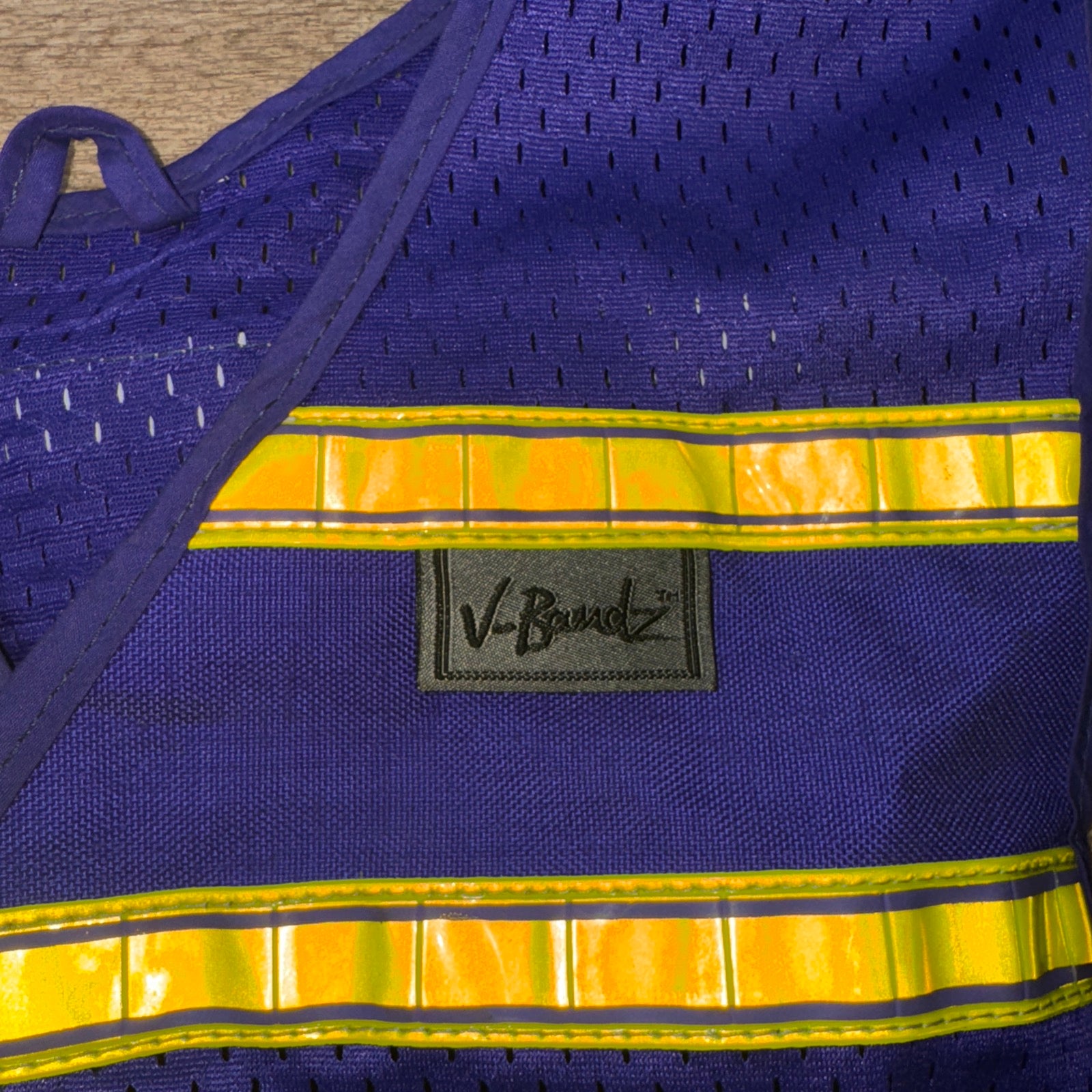 V Bandz Purple Yellow Reflective Hi Viz Vest Tabard - Large Ladies