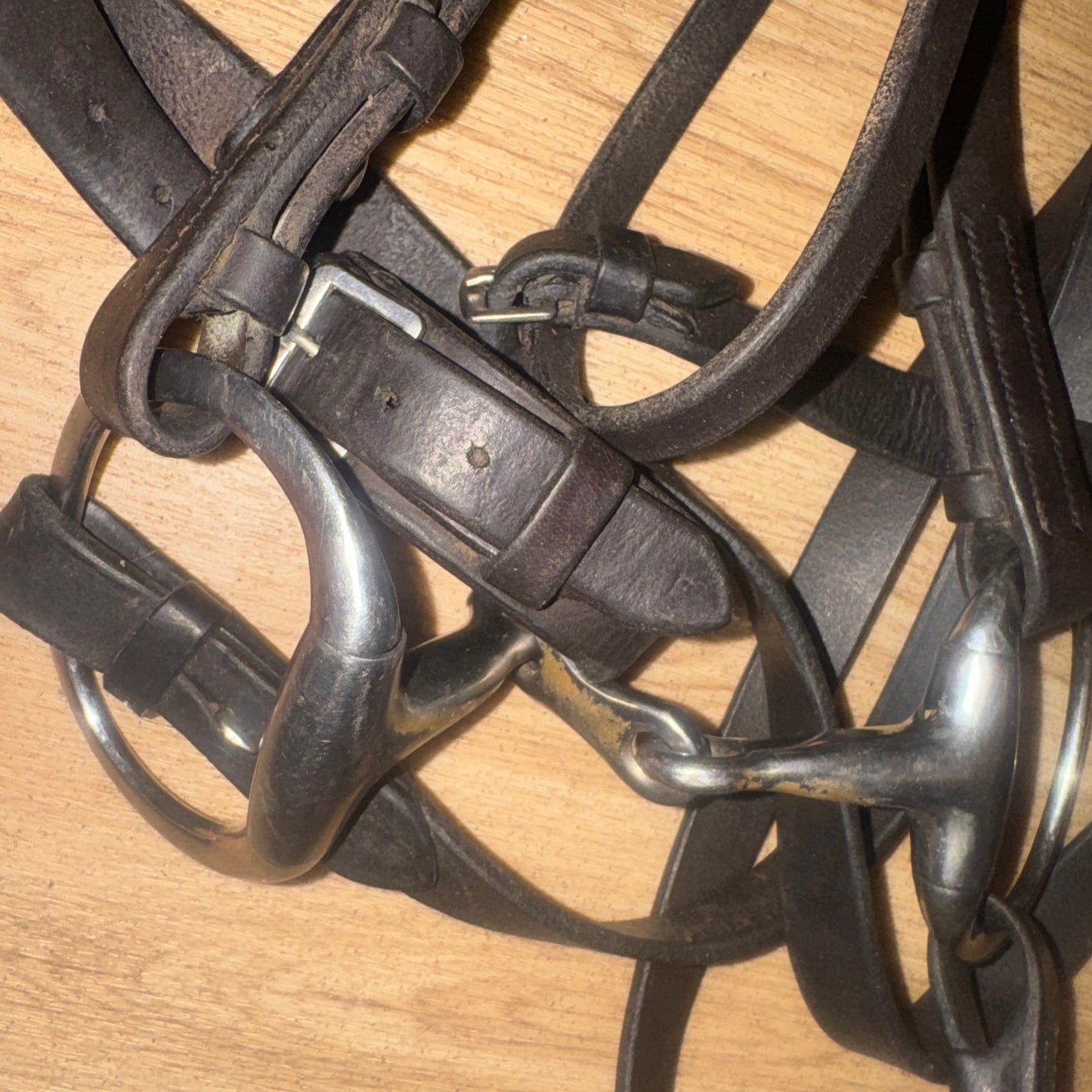 Dark Brown Hunter Bridle Full Size with French Link Snaffle & Reins | English Leather Horse Bridle #43