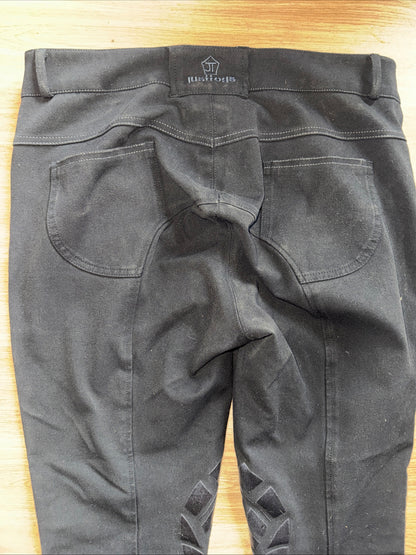 Just Togs Black Stretchy Breeches | Silicone Grip Knees | Ladies Size 16
