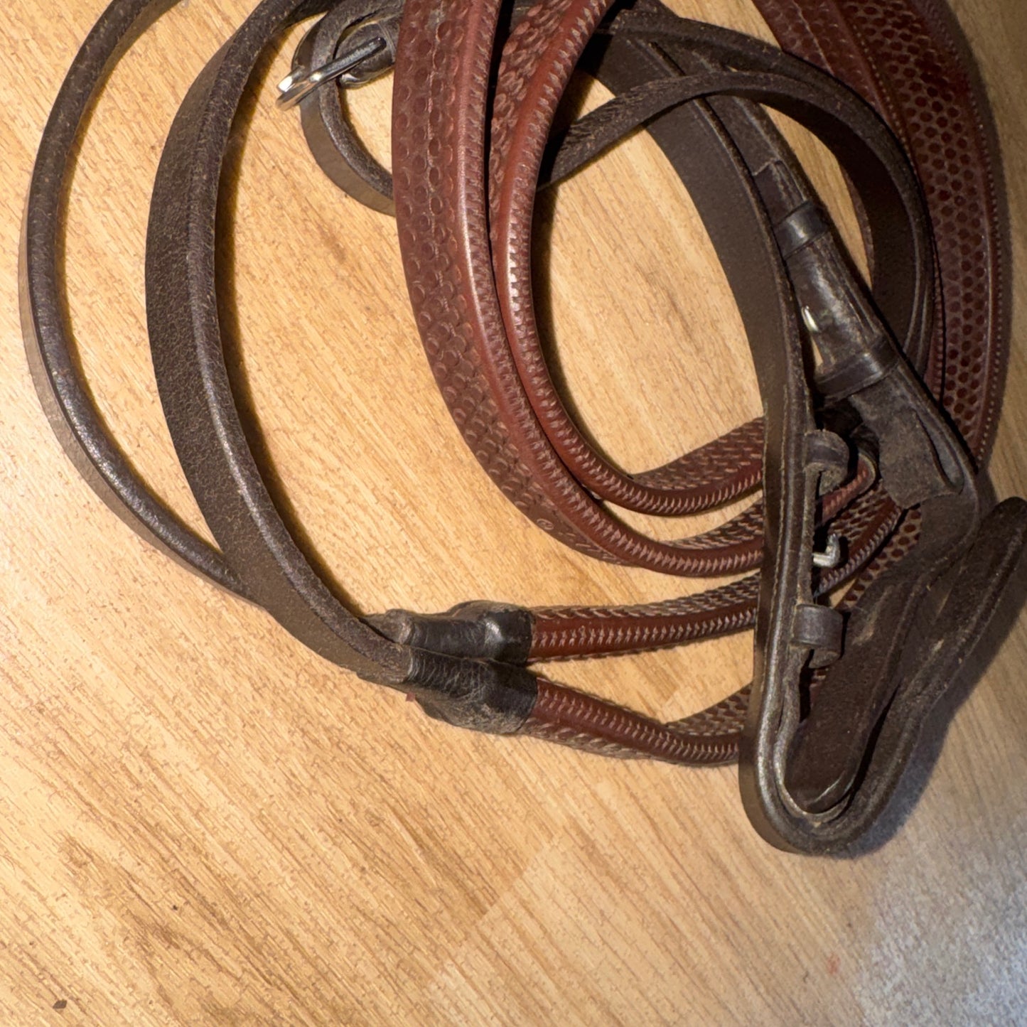 Brown Soft Flexible Rubber Reins Size Cob Second Hand Tack Horse #2