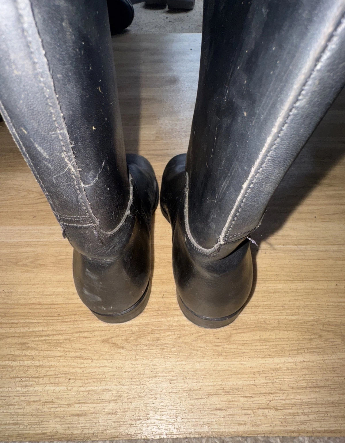 Long Leather Traditional Riding Boots - Ladies Size 4