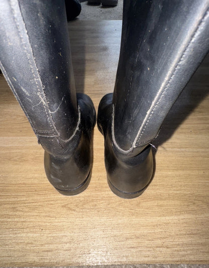 Long Leather Traditional Riding Boots - Ladies Size 4