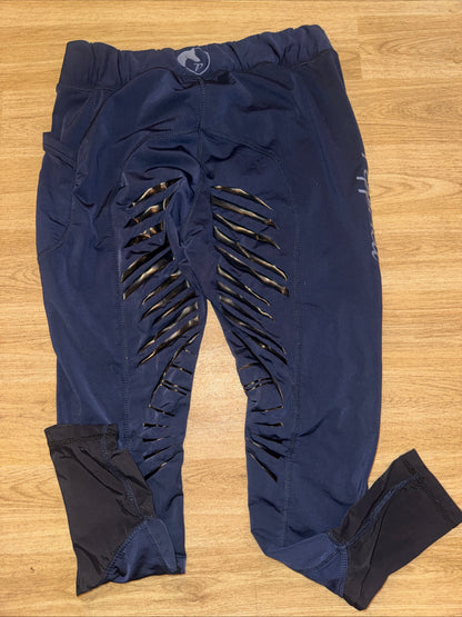 Pepperell Gel Seat Navy Horse Riding Tights Size 14/16 XXL Fleece Lined