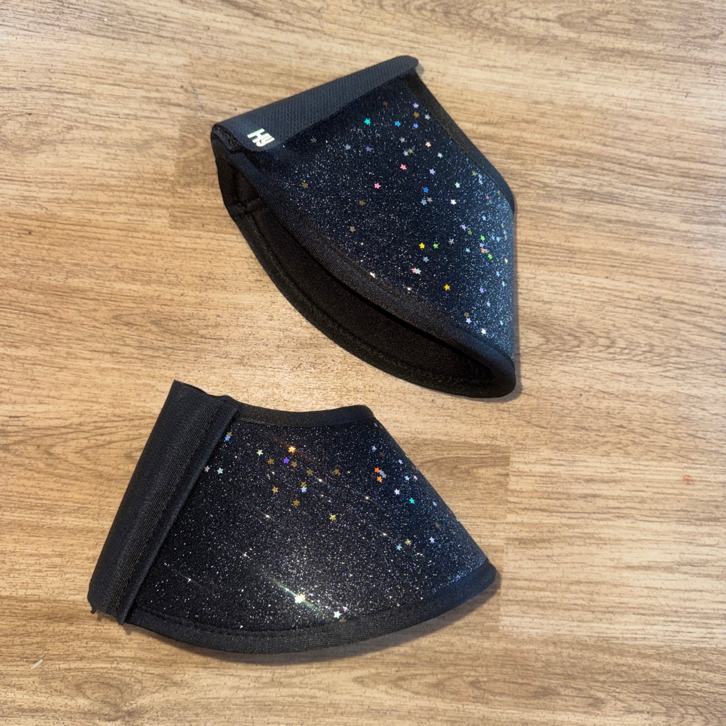 Hy Equestrian Black Glitter NEW Size Pony Over Reach Boots | Hoof Protect