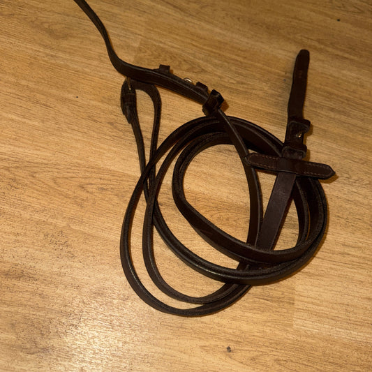 Brown Plain Leather Show Reins – Full Size – 54” #69