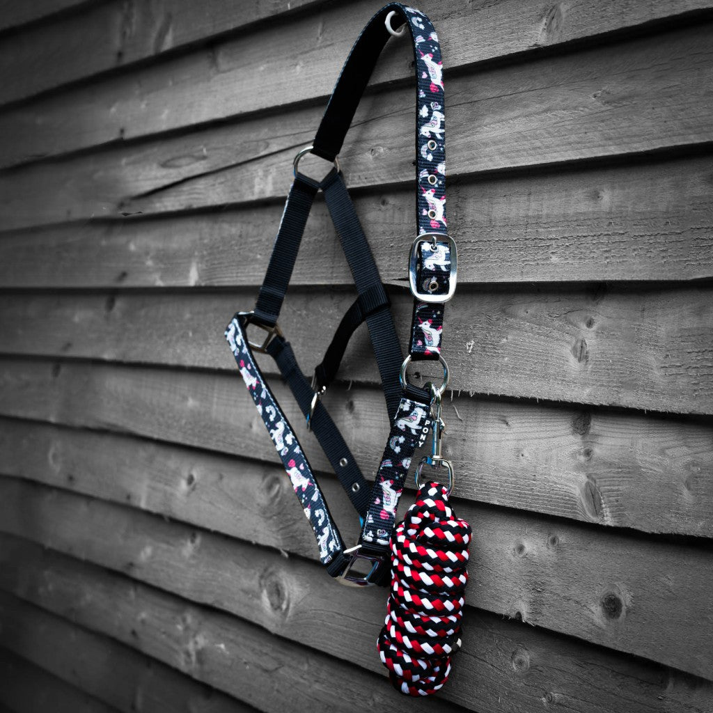 GALLOP UNICORN PADDED HEADCOLLAR WITH MULTI LEAD SET