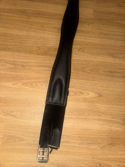 48” Black Shaped Leather Horse Girth – Elasticated – 120cm