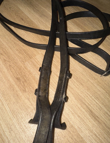 Full Black English Leather Reins #42