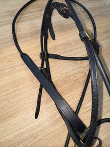 Fine Arab Inhand Bridle - Black Rolled Leather - Free Postage