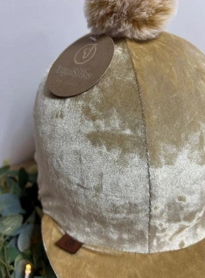EQUISILKS CRUSH VELOUR CHAMPAGNE HAT COVER