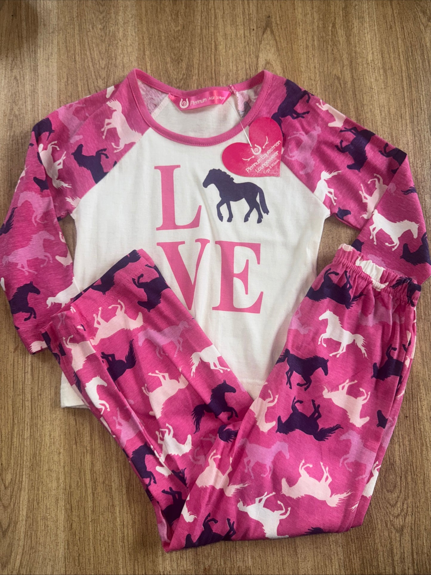 Love Ponies Horses Toddlers 3/4yrs Pyjamas Pjs