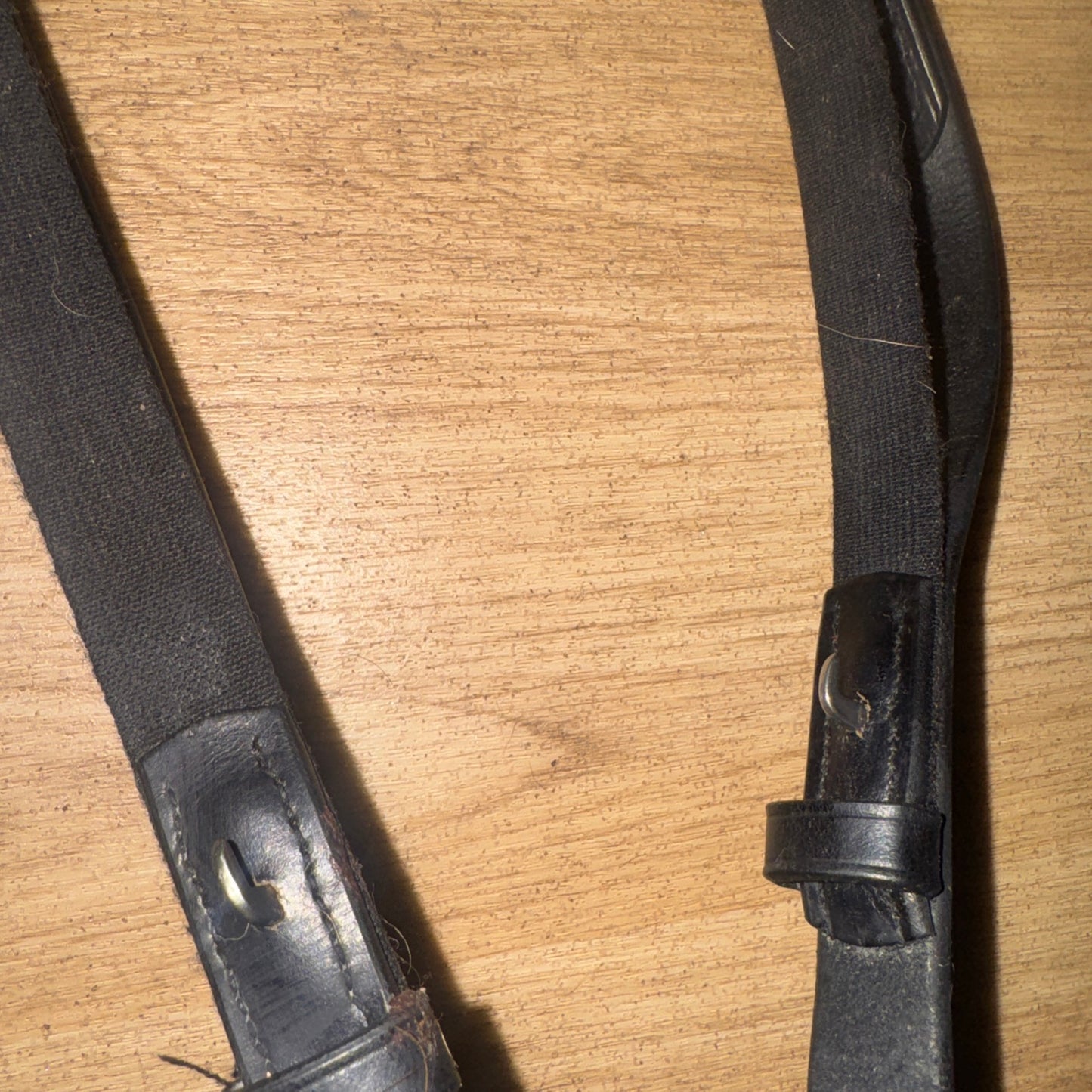 Black Leather Elasticated Flexi Reins - Full #1
