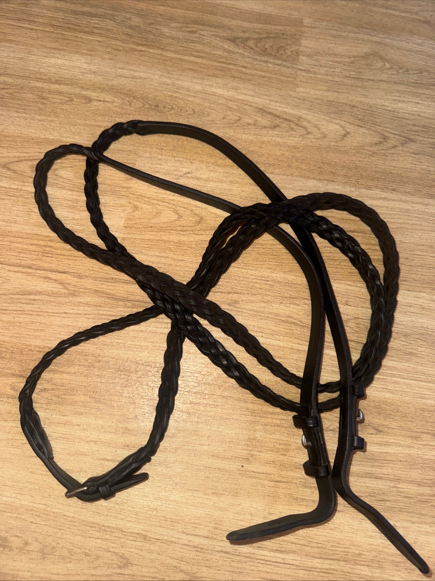 English Leather Black 58” Plaited Reins / Showing Show #341
