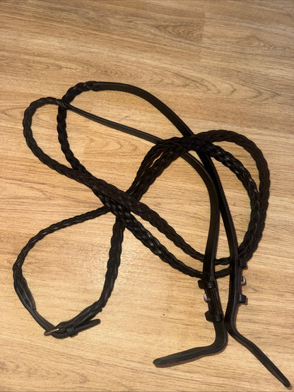 English Leather Black 58” Plaited Reins / Showing Show #341