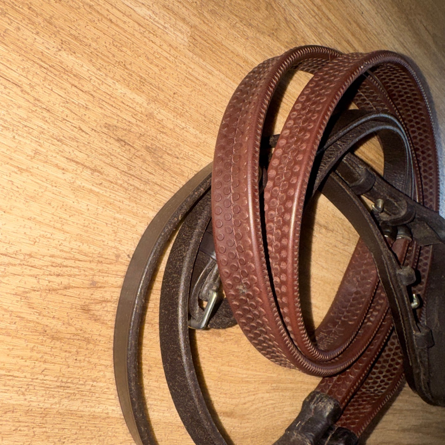 Brown Soft Flexible Rubber Reins Size Cob Second Hand Tack Horse #2