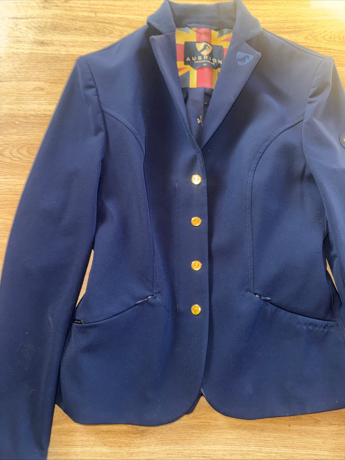 Shires Aubrion Navy Show Jacket Ladies Size 32”  #74