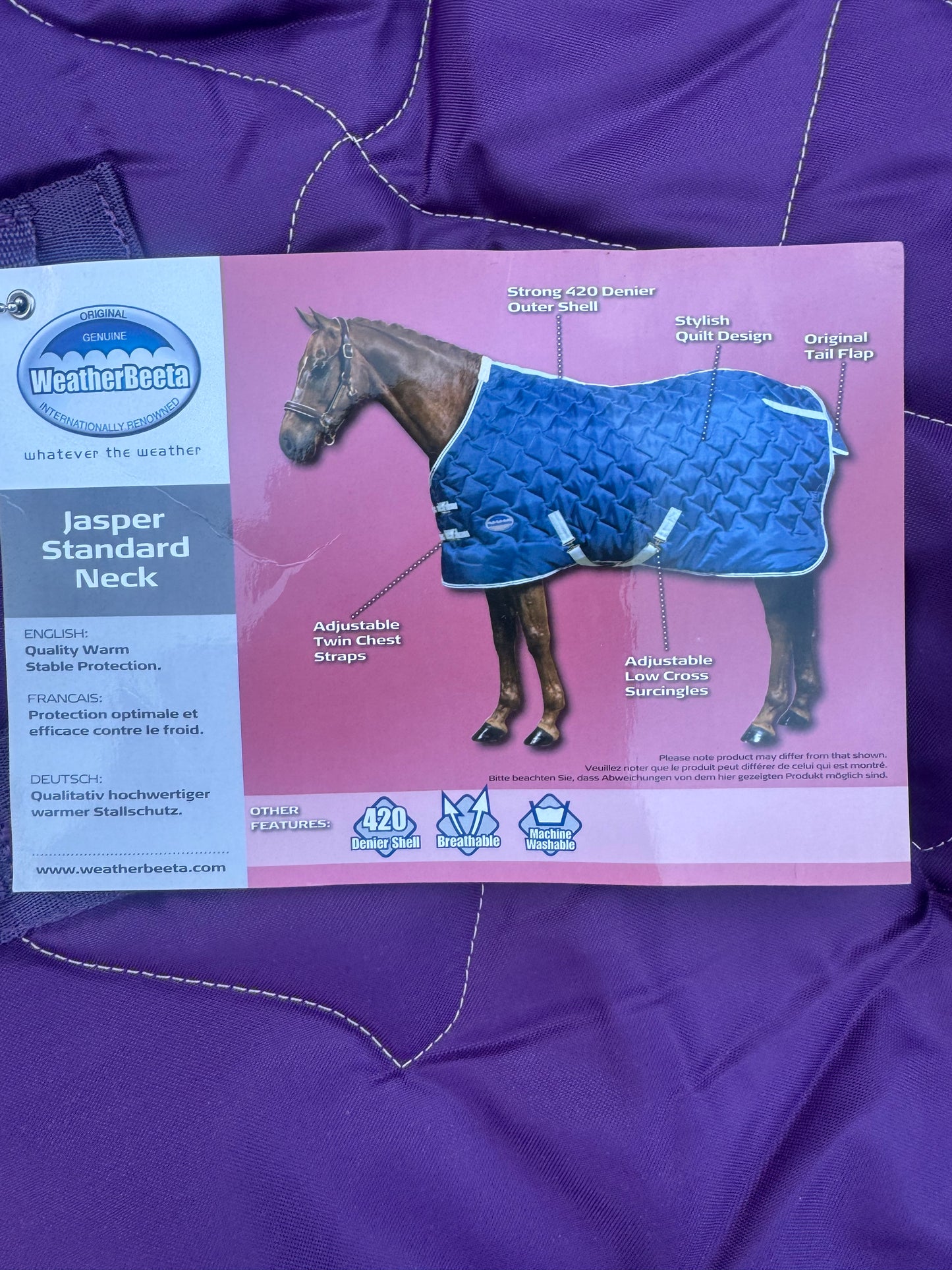 Weatherbeeta Jasper 7ft 200gm Stable Rug Second Hand Horse Tack Draft XF
