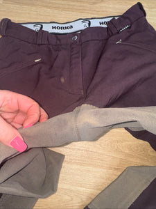 Horze Brown Ladies 30” Suede Seat Breeches - WARM LINED