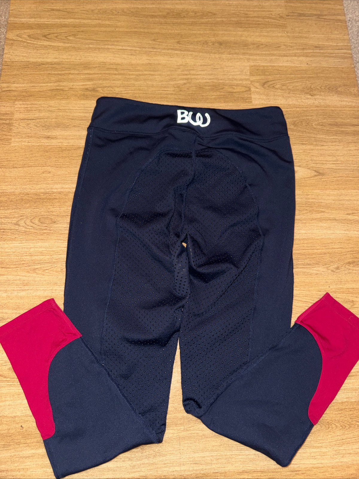 Bridleway Navy Red Fleece Lined Riding Tights Ladies Large Winter Warm