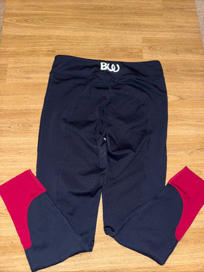 Bridleway Navy Red Fleece Lined Riding Tights Ladies Large Winter Warm