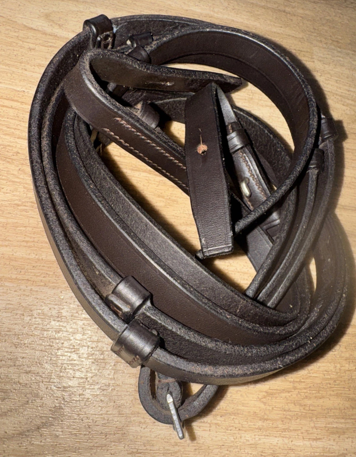 David Young Saddlery Havana Plain Leather Continental Reins - FULL  #9