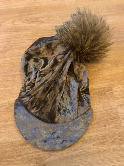 Stockinjar Crushed Velvet Hat Silk Cover Pom Pom | Always 2nd Hand Tack For Sale