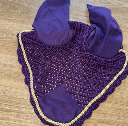 Saxon Purple W/ Gold Trim Full Size Ears Ear Veil #25