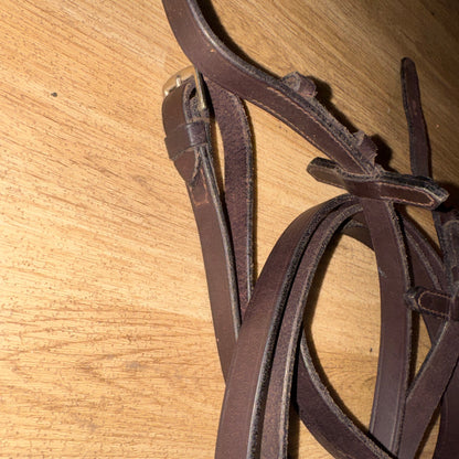 Brown Plain Leather Show Reins – Full Size – 54” #69