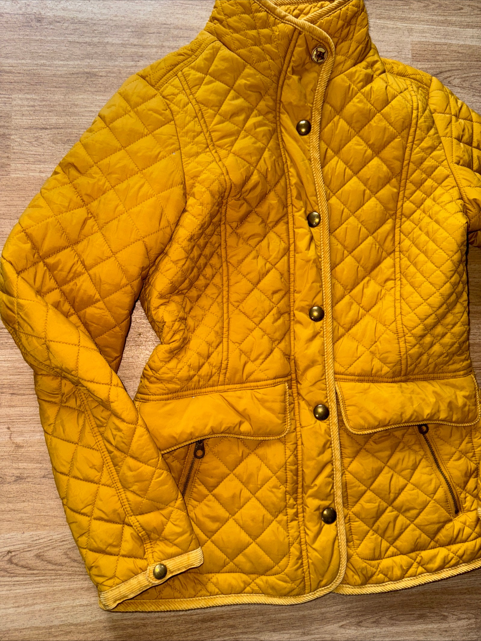 Joules Size 10 Mustard Quilted Jacket - Fox Head Button