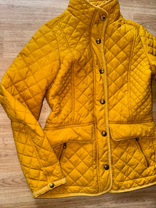 Joules Size 10 Mustard Quilted Jacket - Fox Head Button