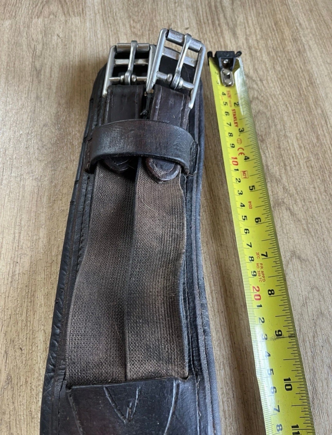 32” Brown Leather Horse Girth Elastic Ends Double Roller Buckles