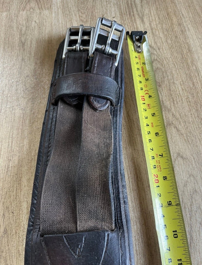 32” Brown Leather Horse Girth Elastic Ends Double Roller Buckles