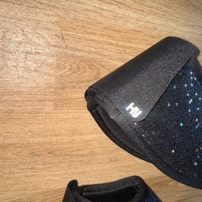 Hy Equestrian Black Glitter NEW Size Pony Over Reach Boots | Hoof Protect