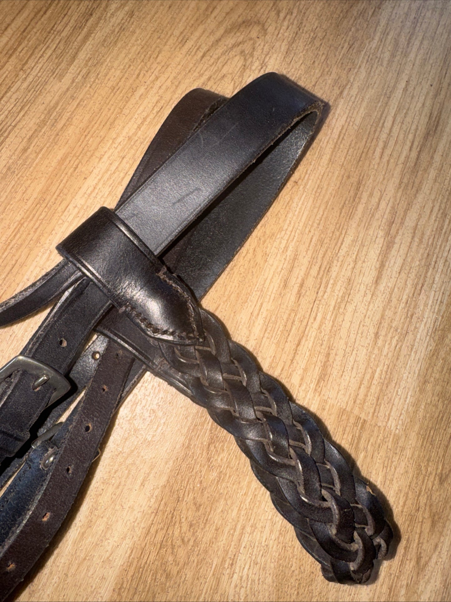 Morris & Nolan Dark Brown Plaited Show Bridle Hunter Pony Size English #222