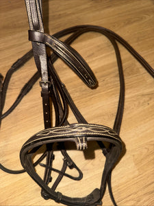 Rhinegold Full Fancy Stitch Bridle & Rubber Reins