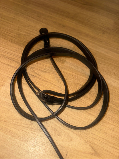 Plain Black Leather Show Reins - Full Size #336