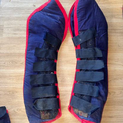 Padded Full Size Navy/Red Travel Boots X 4 | Front & Rears | Second Hand Tack