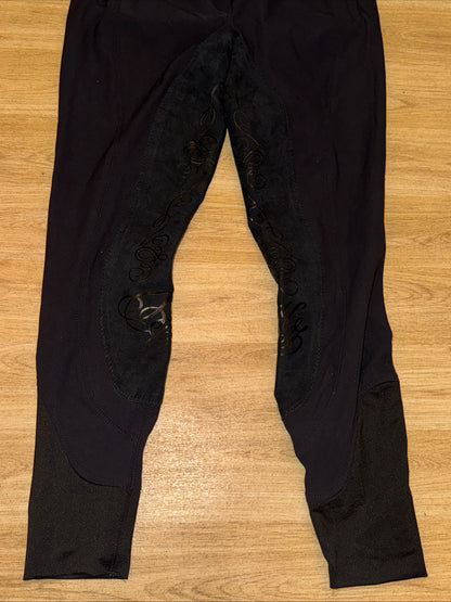 Horze Black Scroll Suede Seat 30” Breeches