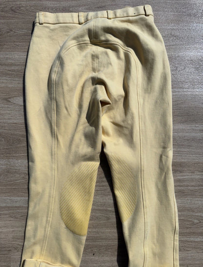 Requisite Soft Cotton Canary Show Jodphurs - SIZE 10 12 - 28” - Gel Knee