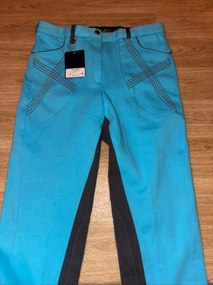 Gallop Helix Turquoise Grey Ladies 30” Jodphurs - RRP £39.99