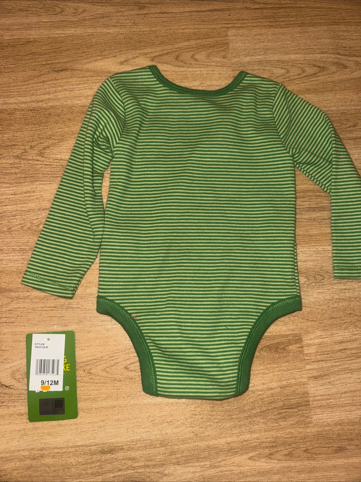John Deere Green Stripe Tractor Baby Grow 9/12 Mths New Dog Cow