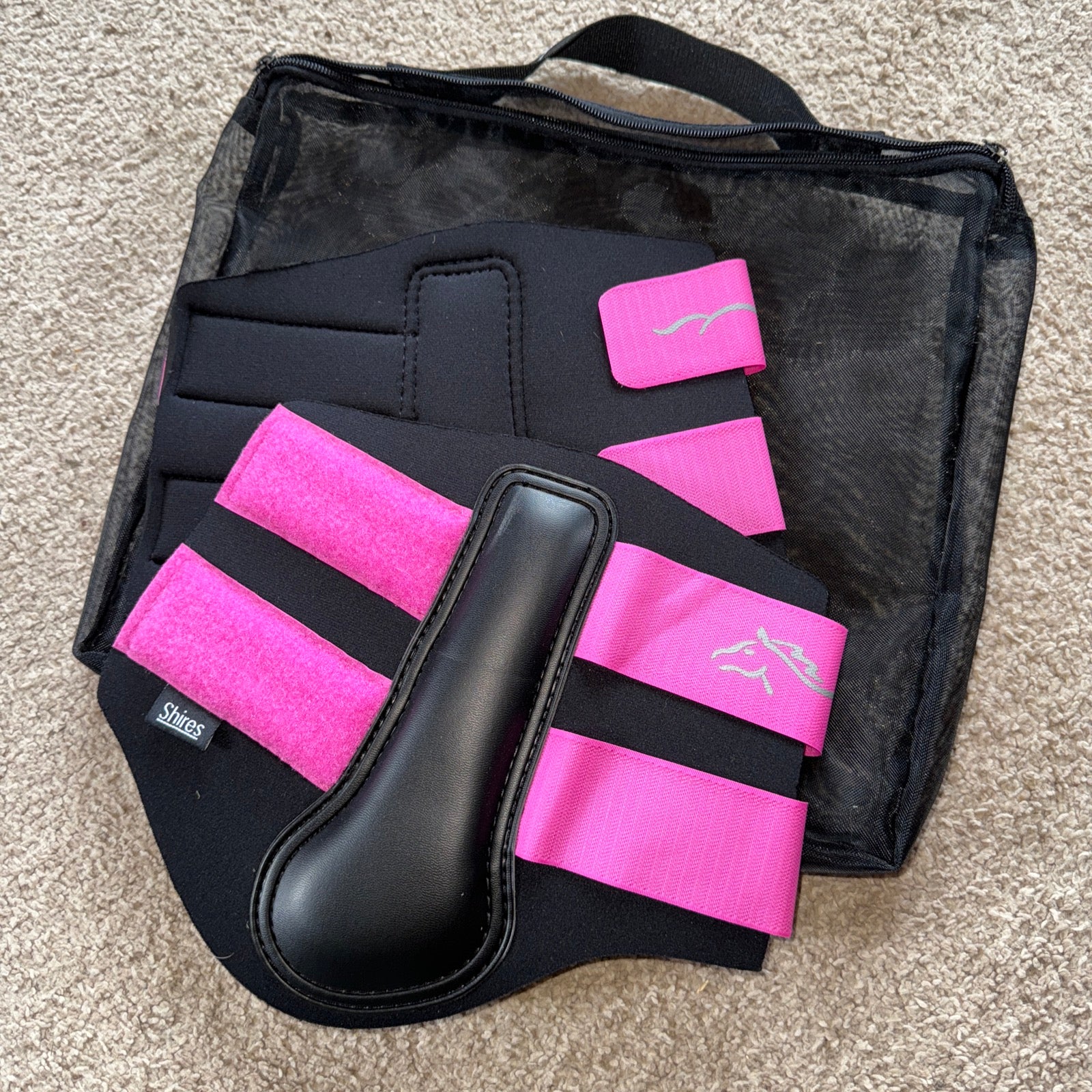 Shires NEW Pony Pink & Black Brushing Boots