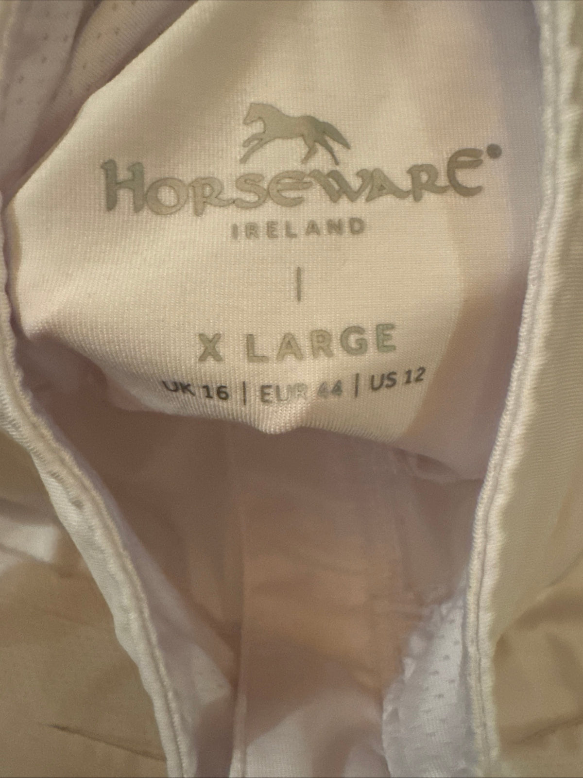 Horseware White Competition Baselayer Top Size XL Ventilation