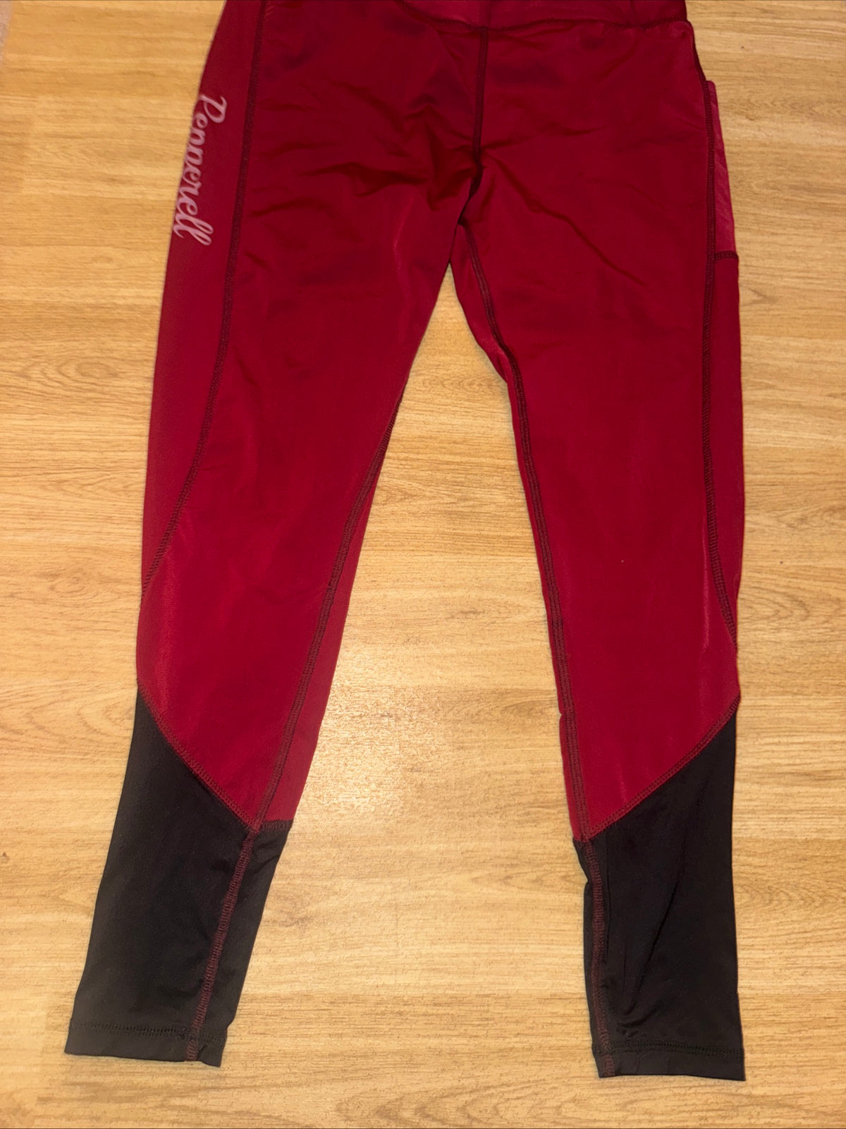 Pepperell Gel Seat Burgandy Red Horse Riding Tights Size 14/16 XXL Fleece Lined