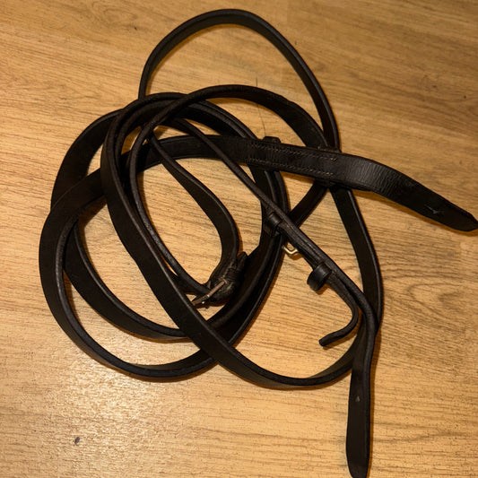 Plain English Leather Black Show Reins - Full #1224
