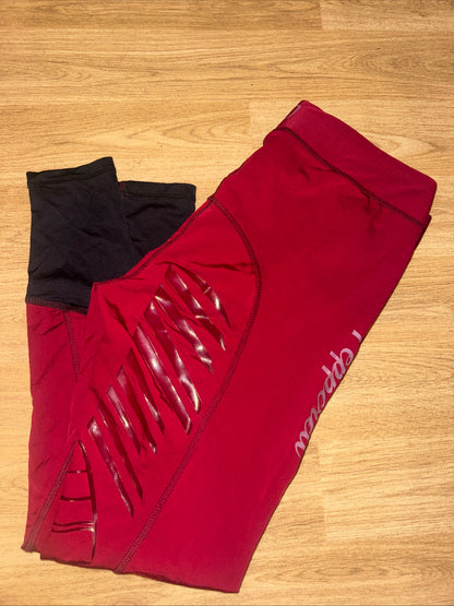 Pepperell Gel Seat Burgandy Red Horse Riding Tights Size 14/16 XXL Fleece Lined