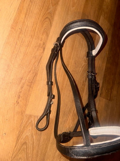Black Leather Flash Bridle | White Padding | Pony Size #210