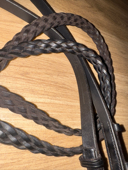 English Leather Black 58” Plaited Reins / Showing Show #341