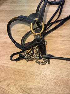Fine Arab Inhand Bridle - Black Rolled Leather - Free Postage
