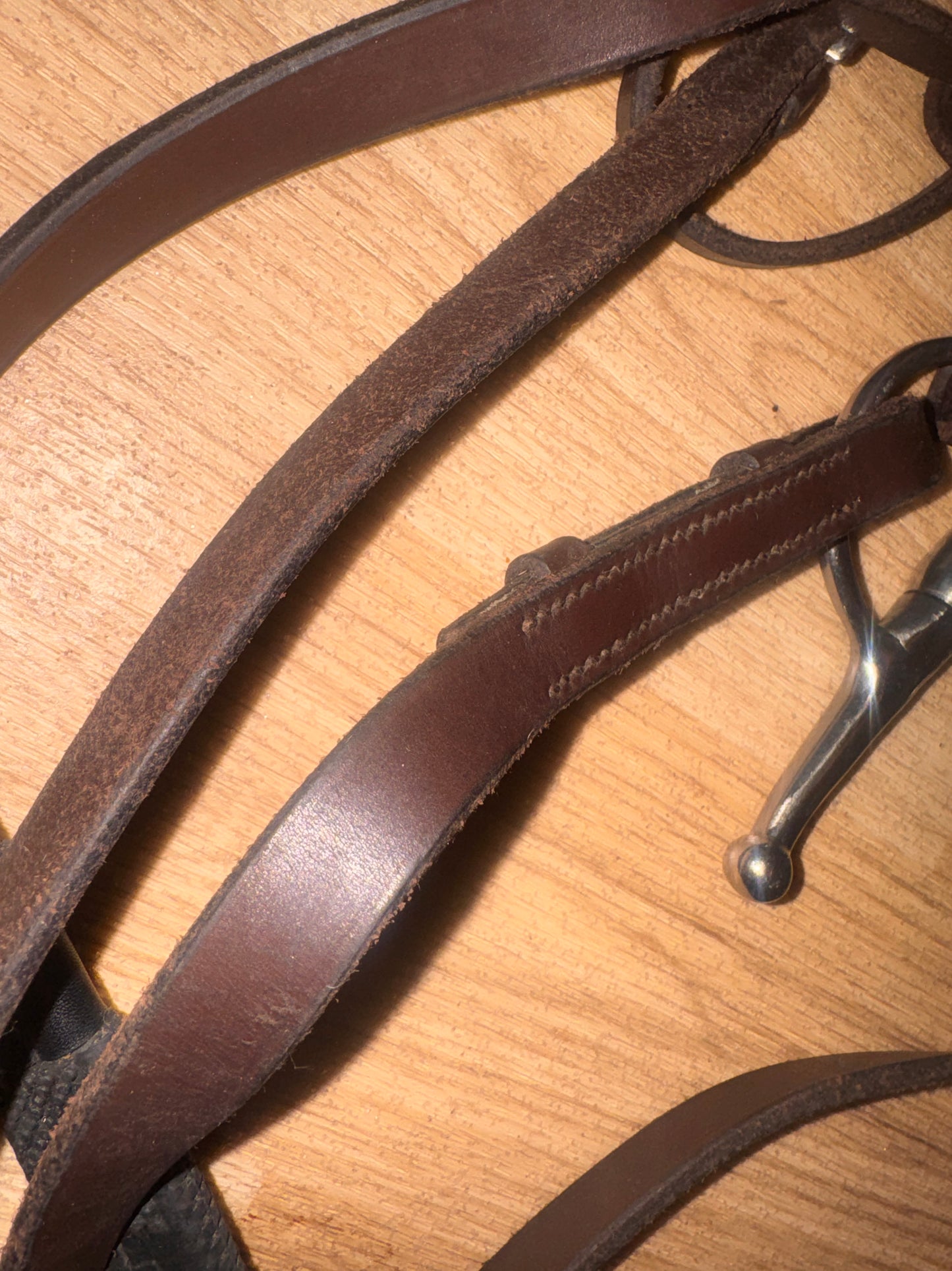 English Leather Brown Flash Bridle & Reins 5”  Snaffle Size Full #98